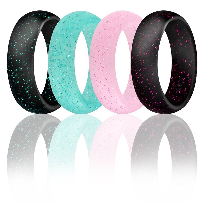 5.7mm silicone ring Flash powder Women's silicone ring pearl powder European and American couple ring customization